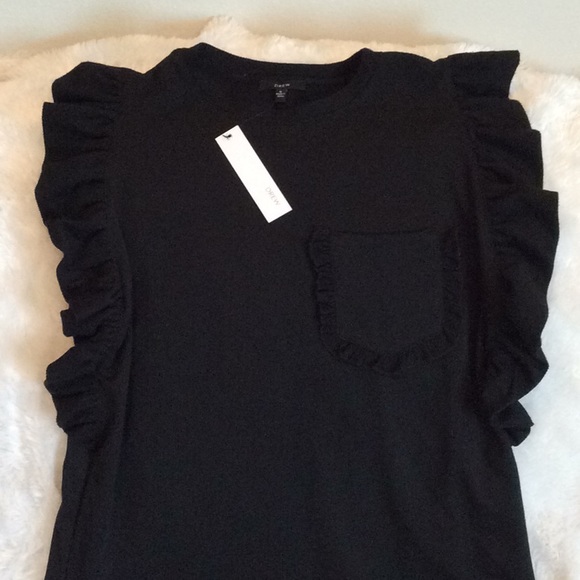 DREW Tops - Black Ruffle Top